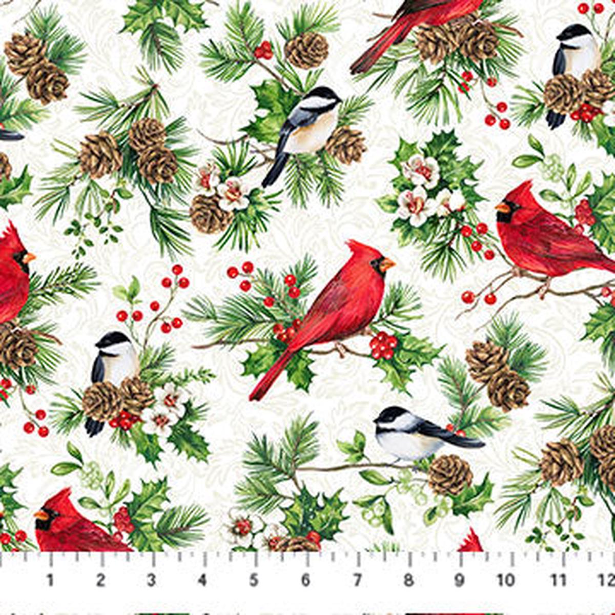 Yuletide Traditions Birds Multi White