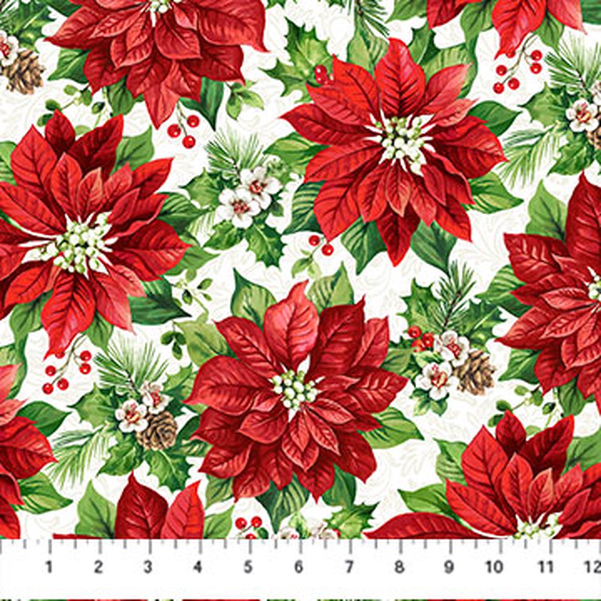 Yuletide Traditions Poinsettia White Multi